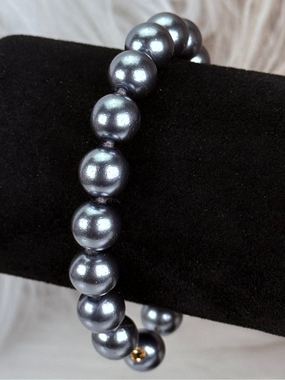Vintage weighted, metallic blue gray faux Pearl Bracelet